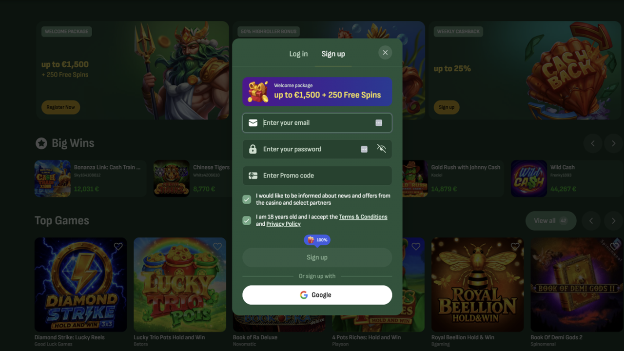 Betsixty casino registration